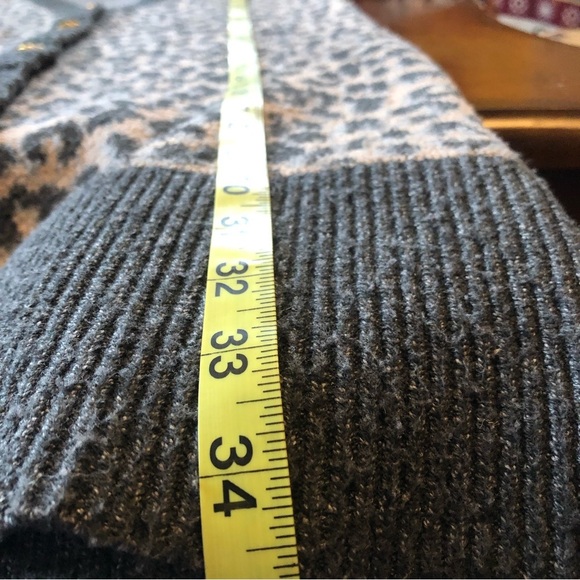 Marled cream,gray & blue gray cardigan w/lantern sleeves w/gray trim&cuff SizeXS - Picture 9 of 12